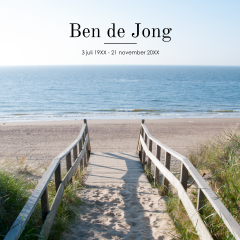 Mooie rouwkaart met foto van een duinpad naar de zee