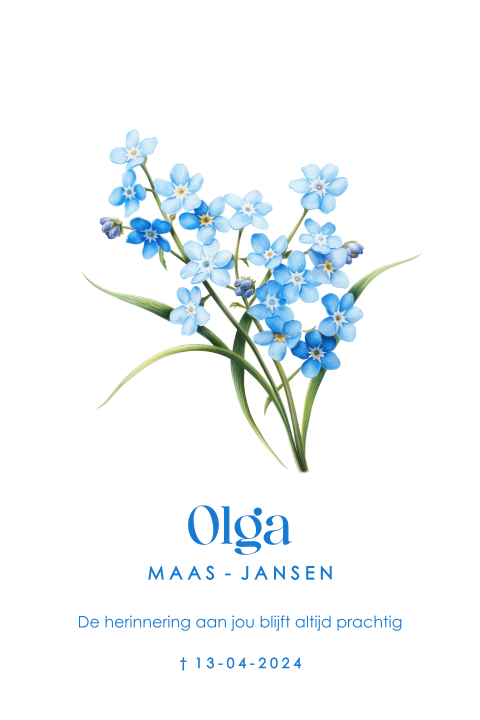 Dankbetuiging na overlijden met het vergeet-me-nietje