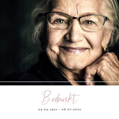 Bedankkaartjes na overlijden maken met portretfoto