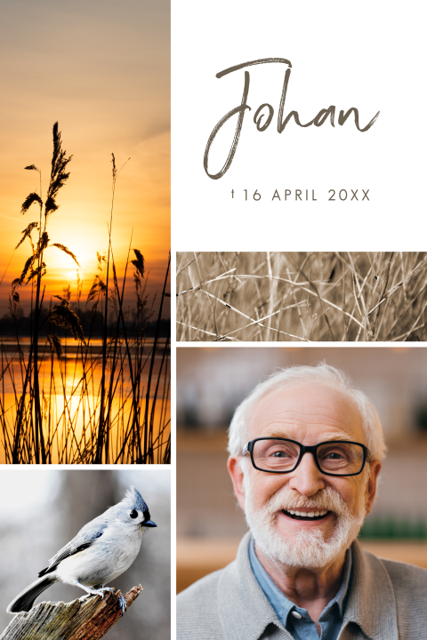 Rouwkaart met foto's uit het leven van je dierbare