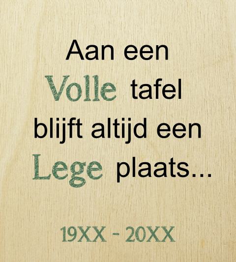 Houten kersthanger kerstbal - Volle tafel, lege plaats