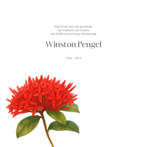 Surinaamse rouwkaart met Faya Lobi bloem | Symbool van liefde