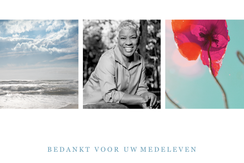 Bedankkaartje na overlijden met foto's in een collage
