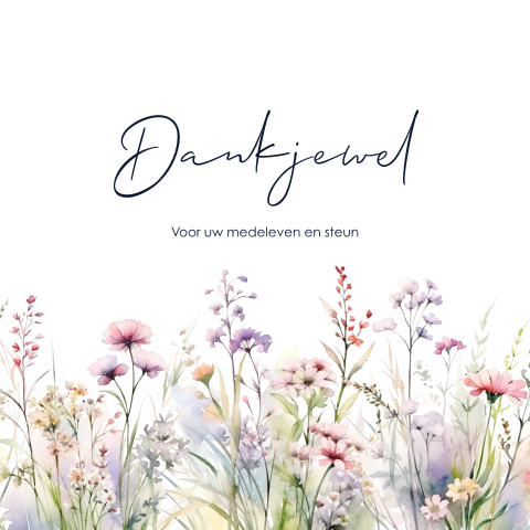 Bedankkaartjes na overlijden met border van veldbloemen