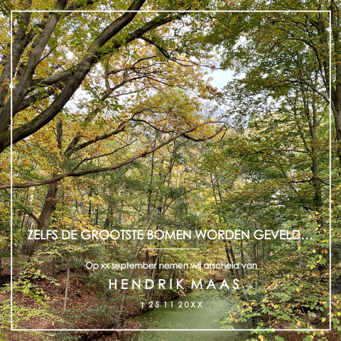 Rouwkaart bos in jaargetijde herfst