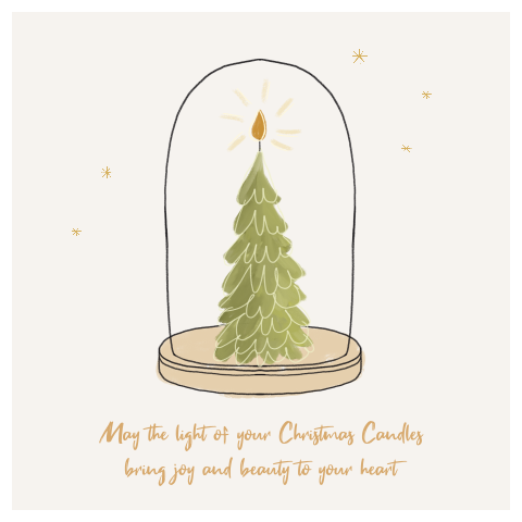 Lief kerstkaartje christmas candle joy and beauty