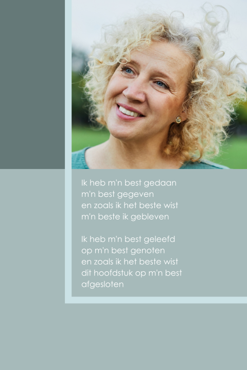 Rouwkaart vrouw met foto en persoonlijk gedicht | DAGLIEF