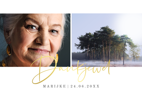 Bedankkaartjes na overlijden met foto's en goudfolie