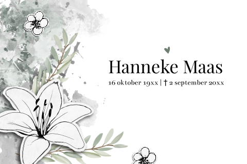 Rouwkaart ontwerpen: lelie & groene takjes – modern design