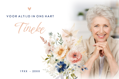 Een stijlvol bedankkaartje voor oma met roze en blauwe veldbloemen