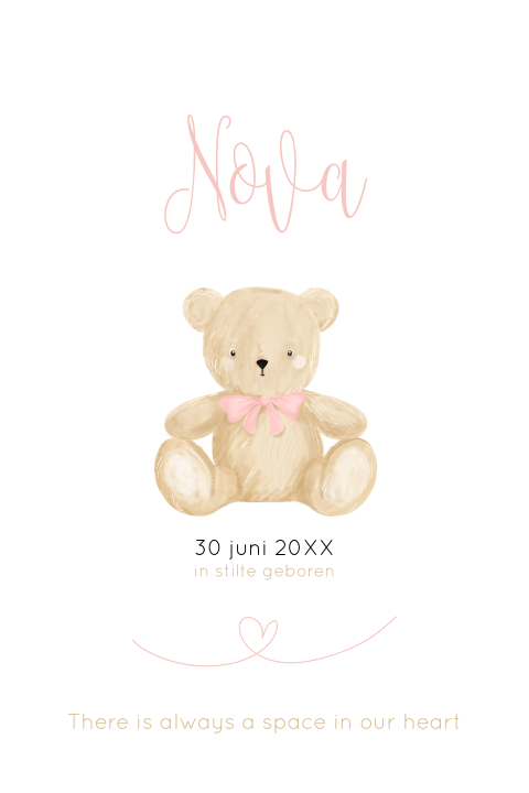 Lief rouwkaartje kind met illustratie van teddybeer
