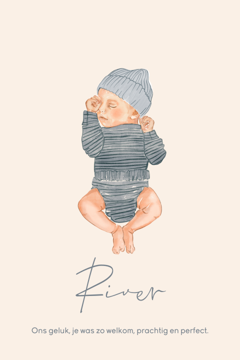 Baby rouwkaart zoon met illustratie van baby