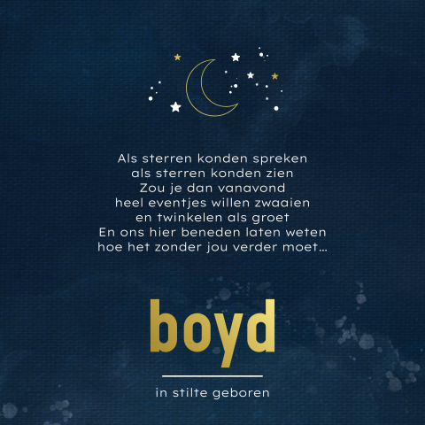 Rouwkaartje met maan en sterren