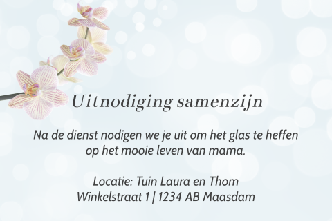 Klein kaartje samenzijn met orchidee