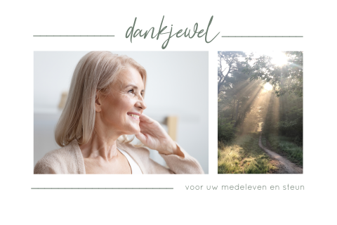 Enkel liggend bedankkaart na overlijden met foto's