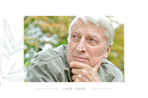 Bedankkaarten na overlijden met portretfoto en takje