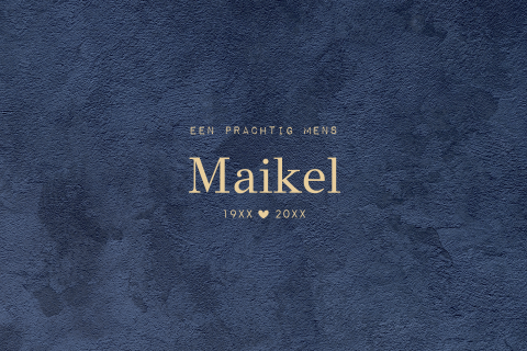 Moderne, krachtige rouwkaart man in stoer velvet blauw