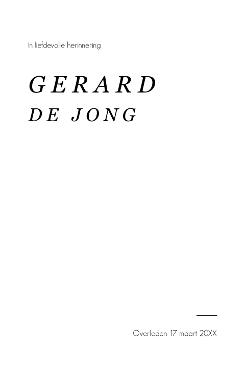 Rouwkaart man typografisch