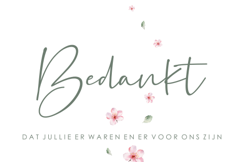 Bedankkaarten na overlijden met bloesem en blaadjes
