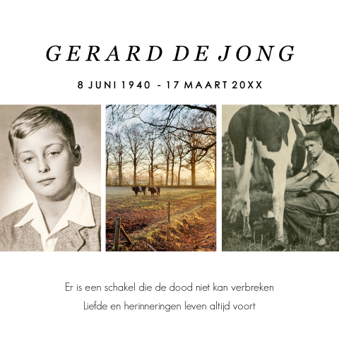 Gedachtenisprentje met foto's en gedicht Toon Hermans