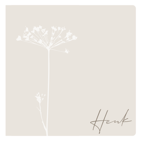 Rouwkaart man met silhouetbloem in beige | ingetogen