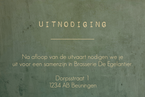 Uitnodiging samenzijn groen modern stoer
