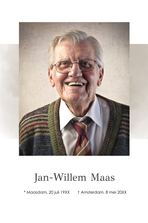Klassieke rouwkaart man met foto