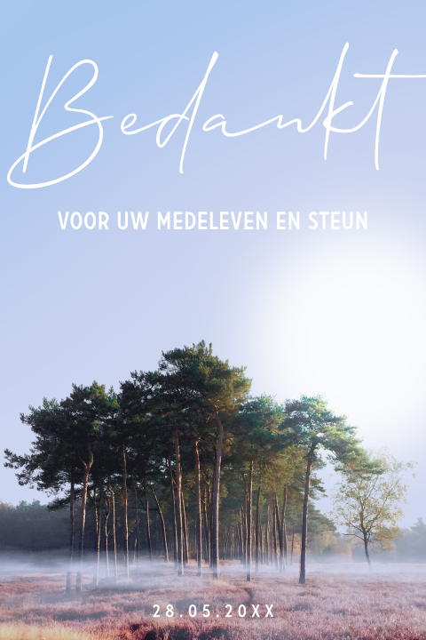 Mooie bedankkaarten na overlijden met foto van bomen