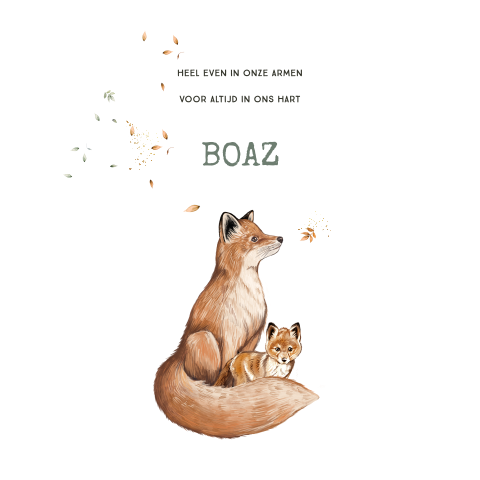 Baby rouwkaartje met illustratie van vosjes en herfstbladeren | DAGLIEF