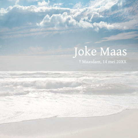 Rouwkaart voorbeeld met zee en golven