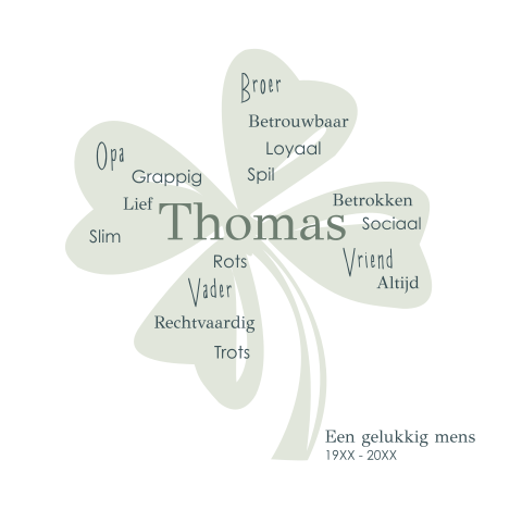 Gedachteniskaartjes maken met wordcloud vorm klaver vier
