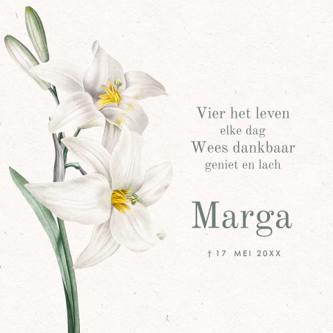 Rouwkaart lelie botanisch