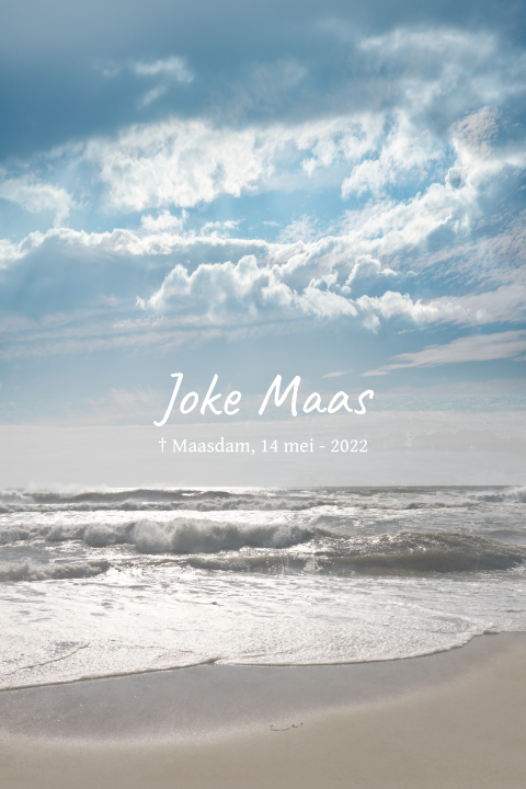 Rouwkaart zee met wit wolkendek
