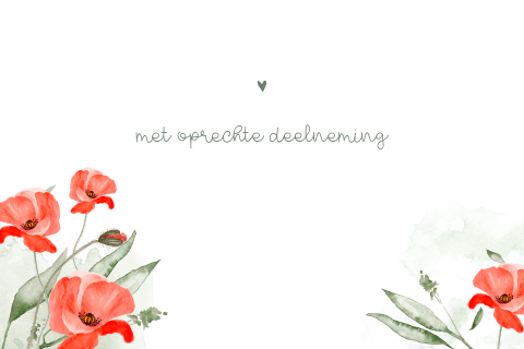 Kaart met oprechte deelneming klaprozen