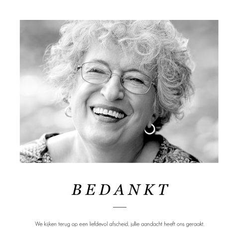 Klassieke bedankkaarten met portretfoto in zwart-wit