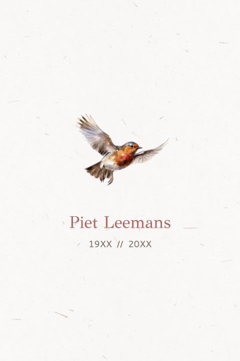 Lieve rouwkaart met illustratie van vogel op takje