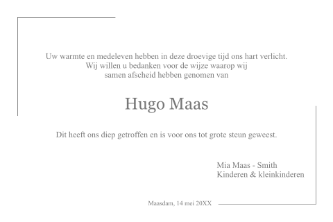 Bedankkaarten na overlijden met foto op achterzijde