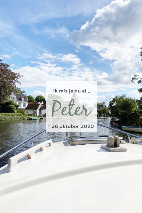 Rouwkaart met voorbeeldfoto water en boot