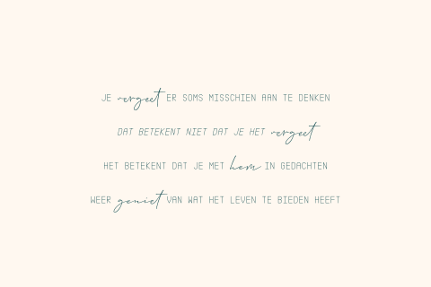 Wenskaart sterkte in memoriam