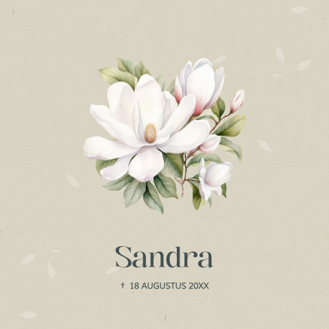 Rouwkaart bloesem witte magnolia
