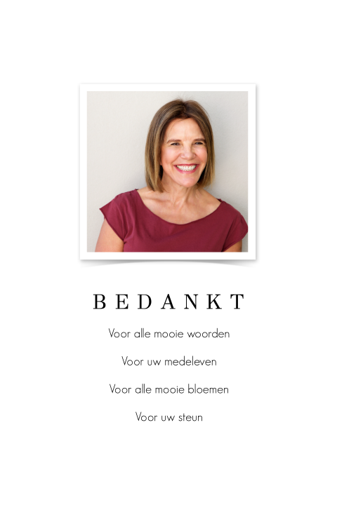 Bedankkaartjes na overlijden met woorden van dank en foto