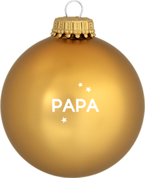 Een gouden met kerstbal met sterren om je vader te herinneren