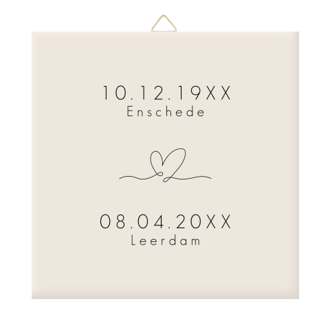 Keramisch tegeltje herinnering geboorte en sterfdag