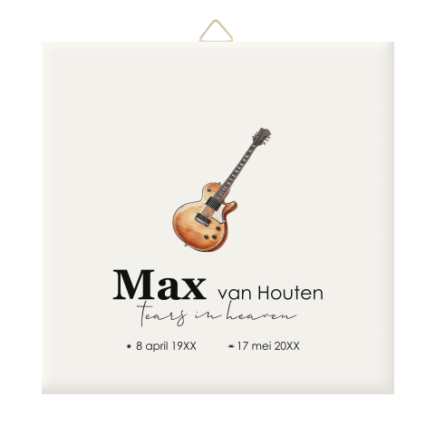 Herinneringstegeltje keramiek gitaar tears in heaven