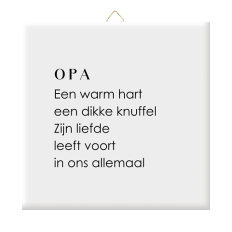 Keramieken herdenkingstegel voor opa
