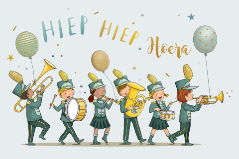 Wenskaart drumband kinderen