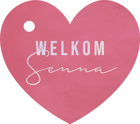 Label hartje roze met naam | 16 stuks