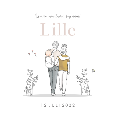 geboortekaartjes meisje pentekening ouders baby meisje