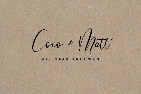 Trouwkaart kraft met tekst