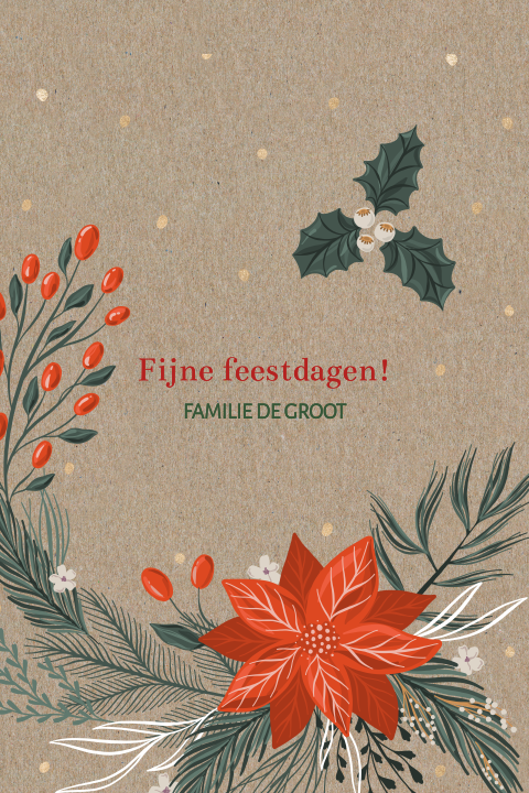 Kerstkaart kraft met takjes